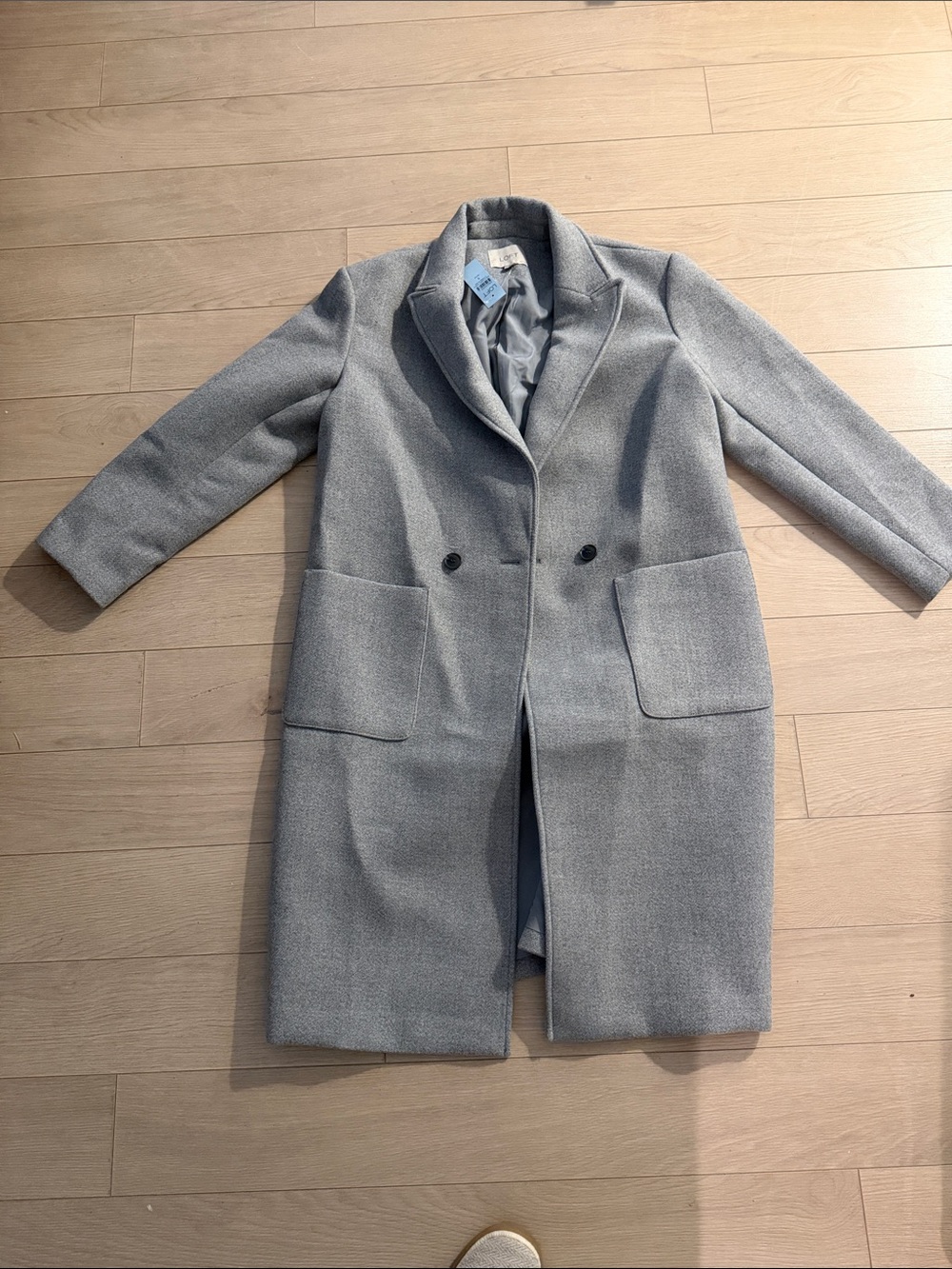 LOFT Light Gray Wool-Blend Pea Coat petite small